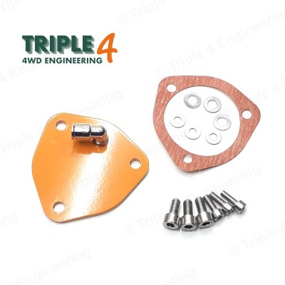 200TDi & 300TDi Engine Timing Case Alloy Breather Plate with Gasket & Stainless Fixings - Orange