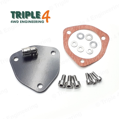 200tdi & 300tdi engine timing case alloy breather plate with gasket & stainless fixings - black